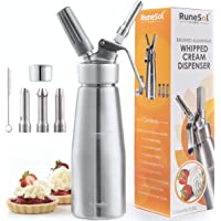 Runesol Sifon de cocina para espumas Profesional- Dispensador de crema batida de aluminio premium- sifón de nata con 3…